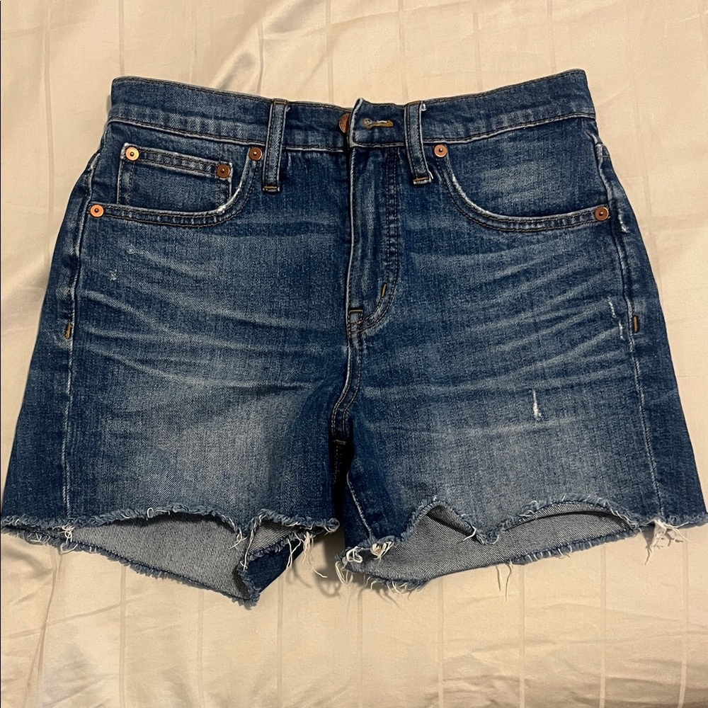 Madewell Blue Jean Shorts with Frayed Hem